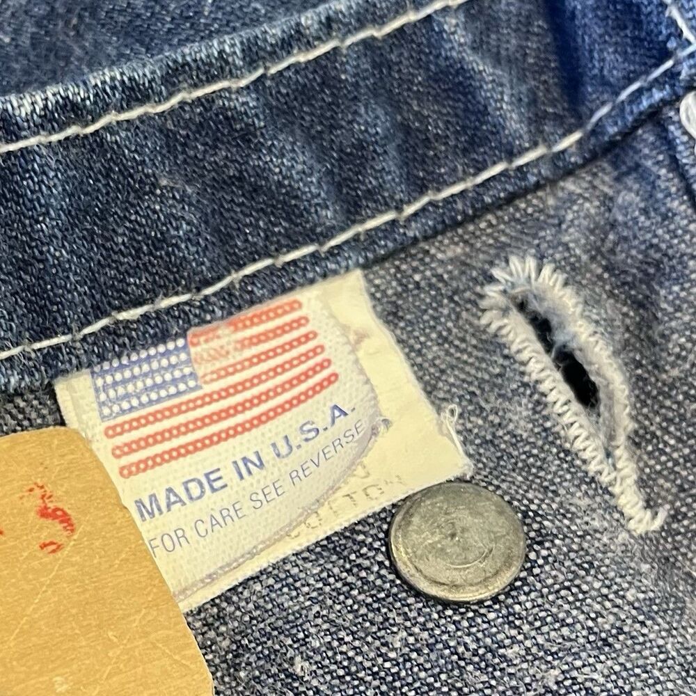 Vintage 90s Big Smith Denim Overalls 38x29.5 Made USA Carpenter Workwear XL - Picture 8 of 14